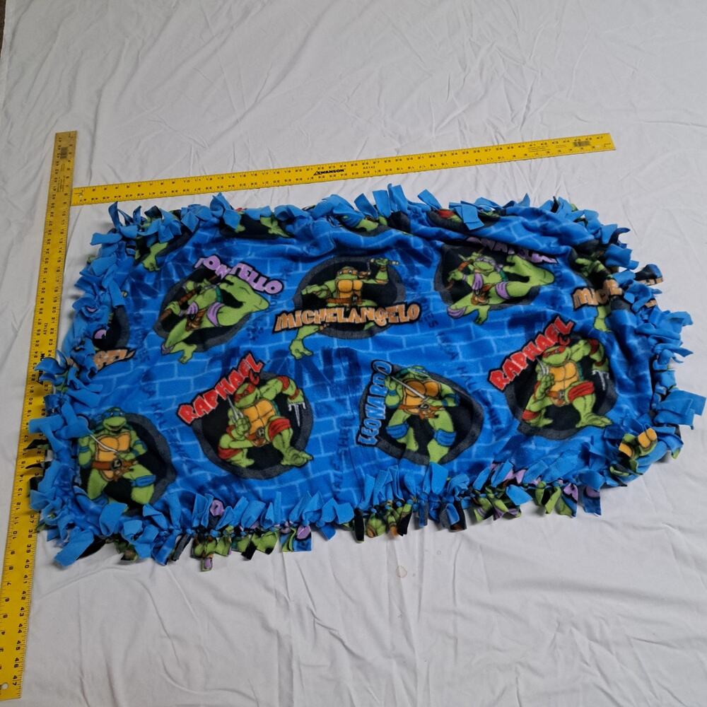 Handmade Dbl Fleece Tie Blanket Baby, Crib, Stroller, Car Seat Ninja Turtles